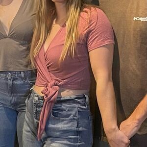 Ribbed front tie crop top